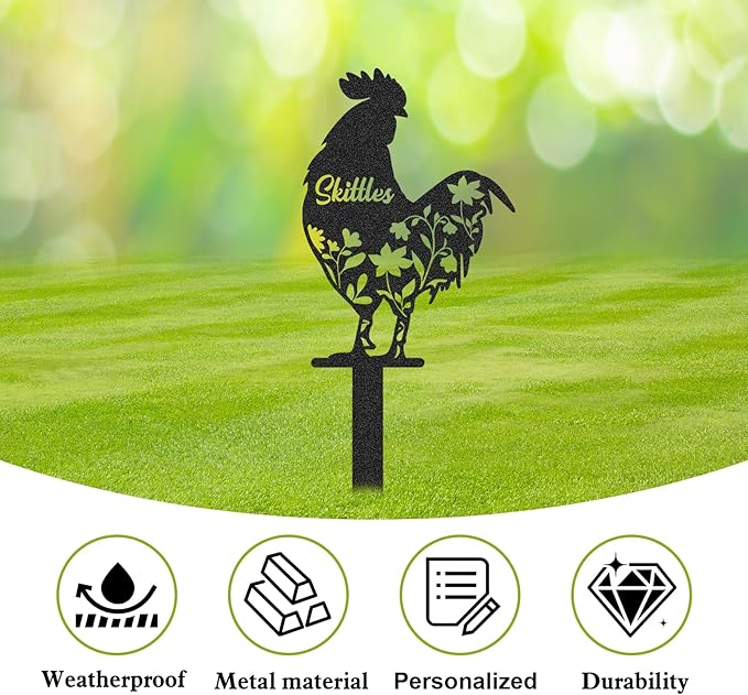 Personalized Metal Chicken Coop Sign, Custom Name Chicken Coop Signs for Outside, Decorative Garden Stakes, Metal Yard Art, Backyard Farmhouse Decor, Chicken Gifts for Women Man Color05