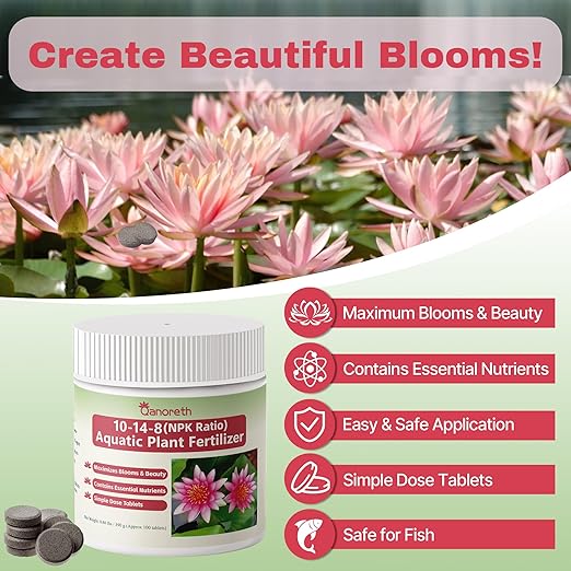 Aquatic Plant Fertilizer for Water Lily and Lotus, Lotus Fertilizer-Fish Friendly, Water Lily Fertilizer Tablets- Supports Lily and Lotus Blooming & Root Growth, Aquarium Plant Food-100 Tablets