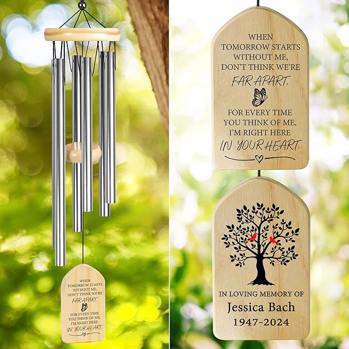 Memorial Wind Chimes - Sympathy Gift for Loss of Loved One, In Memory of a Loved One, Bereavement Gift Ideas - Think of Me, I'm Right Here