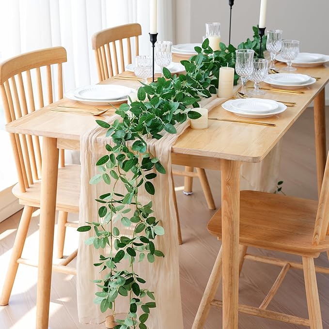 mizii 5 Packs 340" Artificial Vines Garland Fake Vine with Small Green Leaves Silk Rose Leaf Faux Hanging Plants Greenery Decoration for Outdoors Indoor Table Centerpieces Wedding Decor (Rose Leaves)