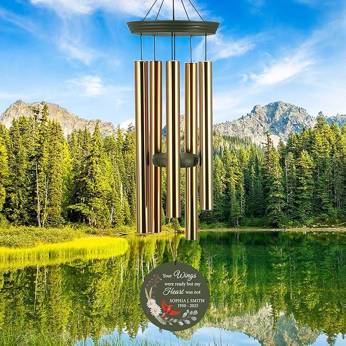 ASTARIN Personalized Large Deep Tone Cardinal Wind Chimes, Customized Memorial Gifts for Loss of Lover/Sister/Friend, Sympathy Gift Wind Chime for Condolences Remembrance(Produced in USA)