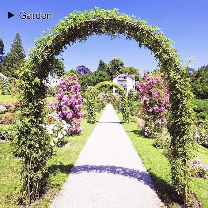 Metal Garden Arch,7.8 Feet High x 5.5 Feet Wide Sturdy Metal Arbor with Sharp Ends for Climbing Vines and Plants,Weddings Quinceaneras Party Decoration