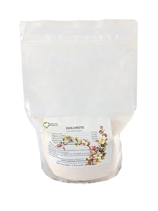 Greenway Biotech, Inc. Dolomite Lime Plus- Includes 11.8% Magnesium and 22.7% Calcium Helps to Adjust The pH Level- Great to Make Your Own Compost and Worm Bins-(2 Pounds)