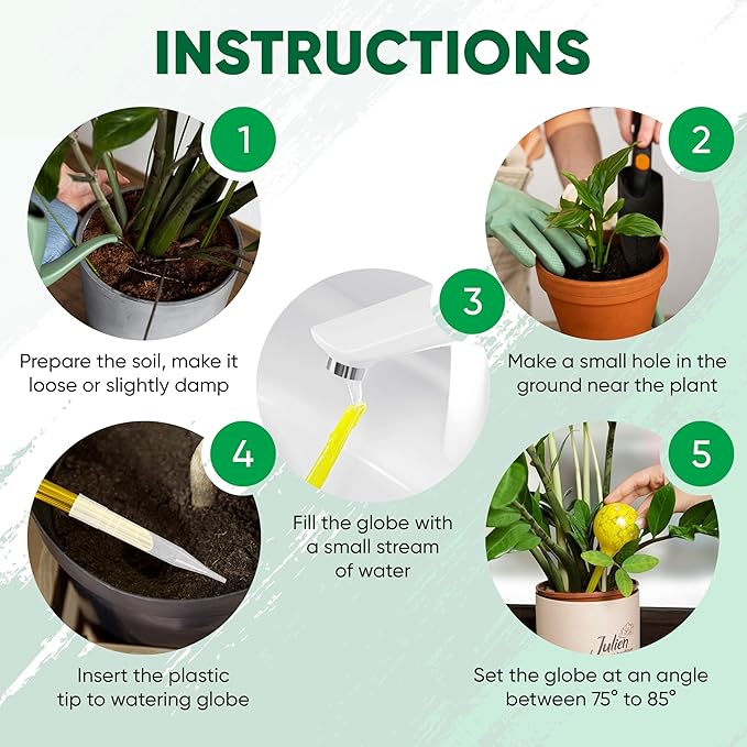 Plant Watering Globes Set of 6 – Large Glass Self-Watering Bulbs (up to 5 Days of Watering) for Indoor & Outdoor Plants – Multicolor