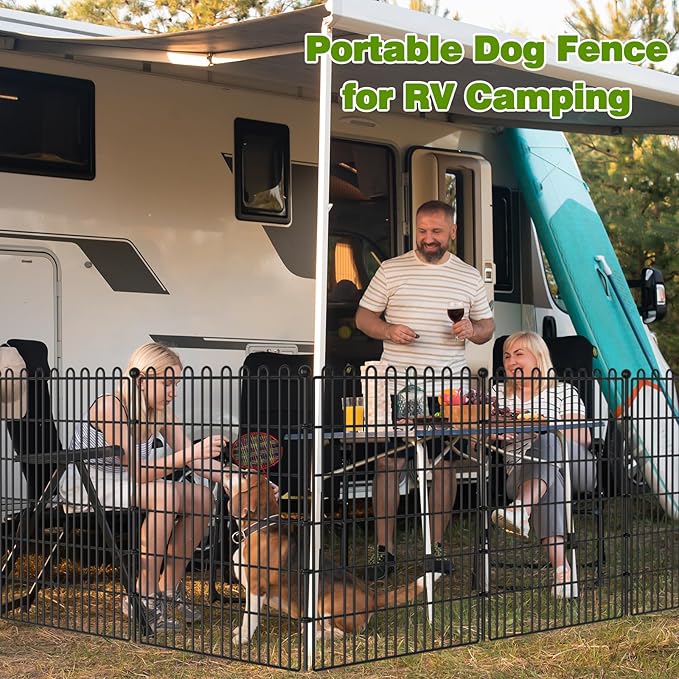 4 Panels No Dig Decorative Garden Fence for Yard, 48 in(H) X 10.5 ft(L) Animal Barrier Fencing for Outdoor Dog, Metal Portable Garden Fences for Borders, Pets, Landscape, Temporary Fence
