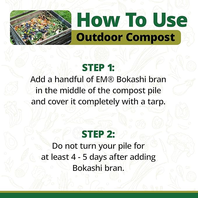 TeraGanix EM Premium Bokashi Bran, Compost Accelerator, Rice Bran Mix, Odor Eliminator, Formulated by Dr. Higa (Bokashi Inventor), Bokashi Compost Starter for Kitchen Compost Bin & Soil (5 Lb)