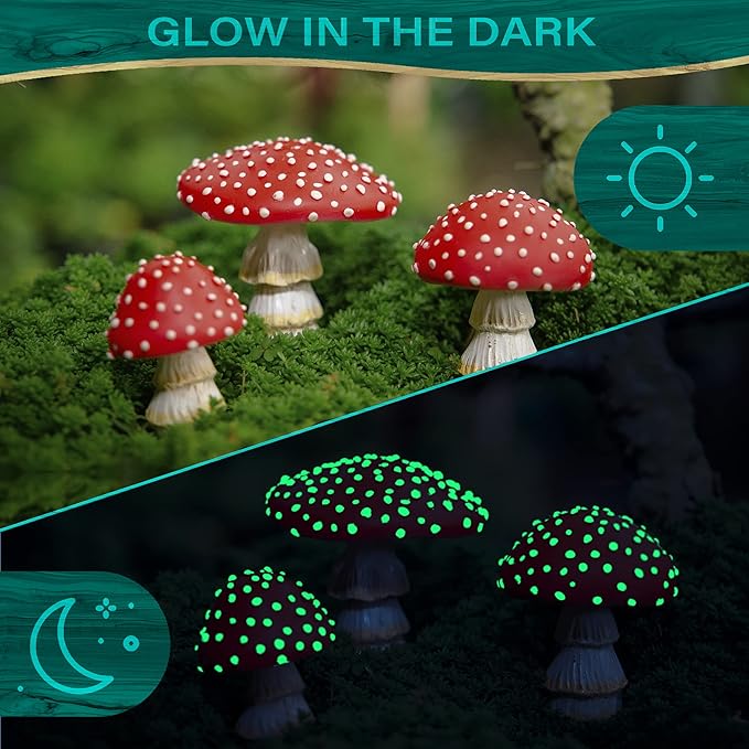 Tree Poetry Fairy Garden Miniatures, Mini Mushroom Figurines, Mushrooms Decor, Outdoor Mushroom, Fake Mushrooms, Mushroom Statue, Fairy Garden, Mushroom Garden Decor, Mushroom Outdoor