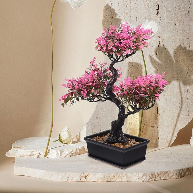 Cabilock Artificial Bonsai Tree Realistic Plastic Bonsai Plant Small Faux Tree for Indoor Home Decor Office Desk Windowsill Display