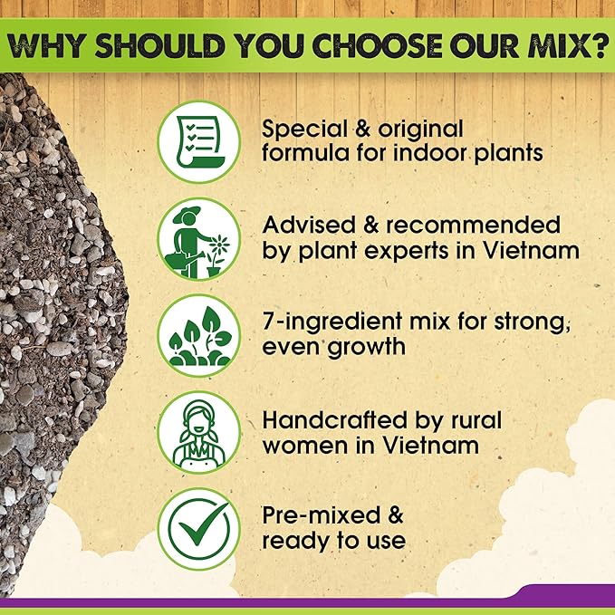 DUSPRO Recycle Pre-Mixed House Plant Soil Aroid Potting Mix 7-in-1 with Coco Coir, Peat Moss, Perlite, Worm Casting, Pumice, Pine Bark & Gypsum, Tropical Potting Mix for Indoor Plants, Herbs 8QRT