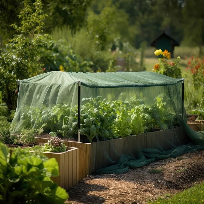 Green DIY Mosquito Net Fabric | 10x10 FT Netting 2 Pack | Insect Cover for Garden, Patio, Outdoor & Windows | Multiple Sizes in Black, White & Green | Raised Bed Screen Mesh Barrier