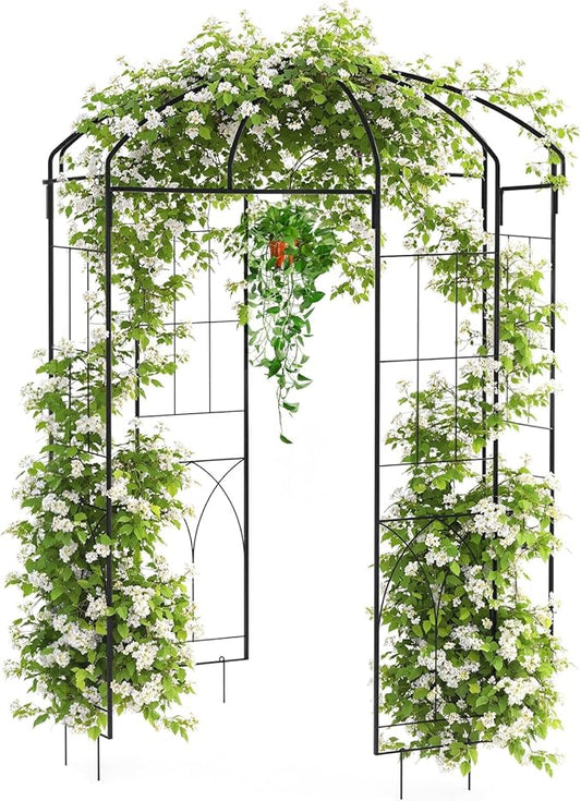 8.8 FT Birdcage Shape Garden Arch,Pergola Pavilion for Climbing Plants Outdoor,Steel Wedding Arches for Ceremony Party,Metal Garden Arbor for Patio,Backyard,Black