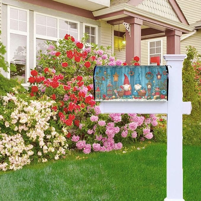 Christmas Gnomes Mailbox Covers Magnetic Letterbox Covers 21x18 Inch for Garden Outdoor Decoration