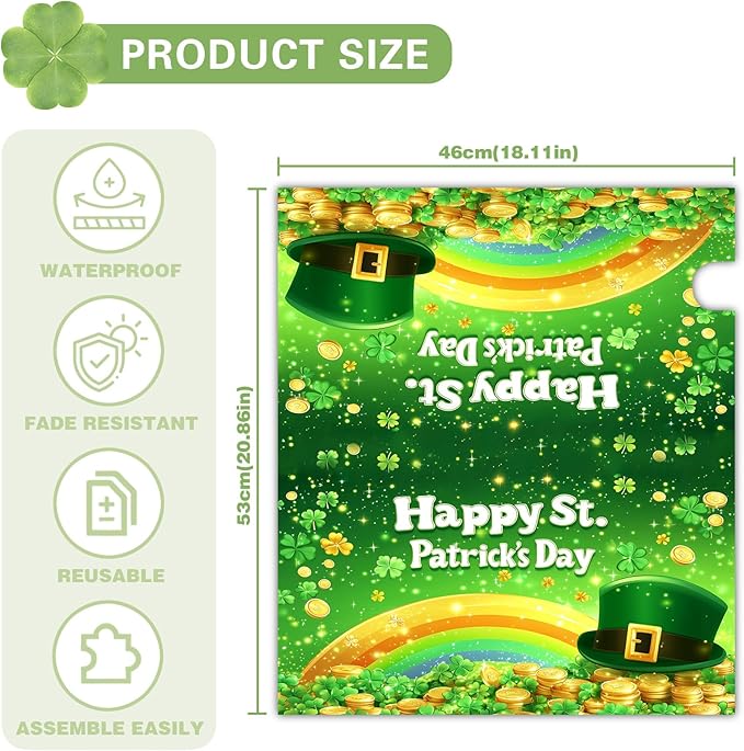 Nanikore St. Patrick's Day Mailbox Covers Spring Green Shamrock Mailbox Covers Magnetic Standard Size 21x18 Inches for Outdoor Garden Yard Decor (St. Patrick's Day8)