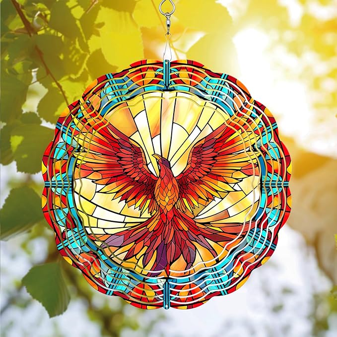 Phoenix Wind Spinner, Phoenix Wind Spinner Hanging for Yard and Garden, Unique Gift Wind Spinner, 3D Hanging Wind Spinner Outdoor, Cute Phoenix Wind Spinner