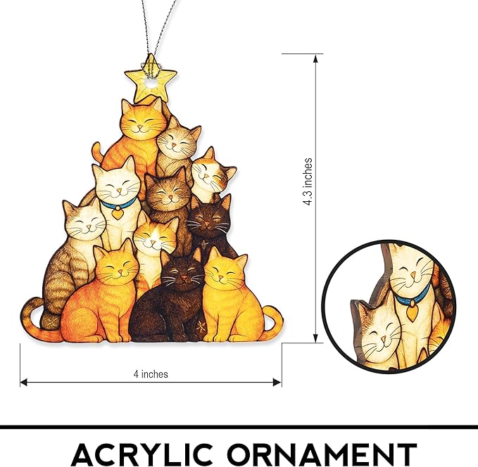 Funny Christmas Cat ornaments 2025 - Cat christmas ornament - Cat ornaments for christmas tree - Gray Orange Tuxedo cat for christmas decor - Funny Christmas ornaments 2025 - Christmas Decoration
