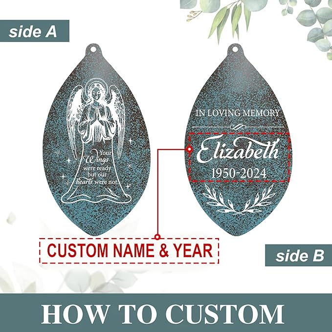 ASTARIN Personalized Name 35" Memorial Wind Chimes for Outside, Metal Sympathy Gifts for Loss of Mother Father Loved One, Bereavement Wind Chime in Memory Gift, Decor Outdoor Garden Patio