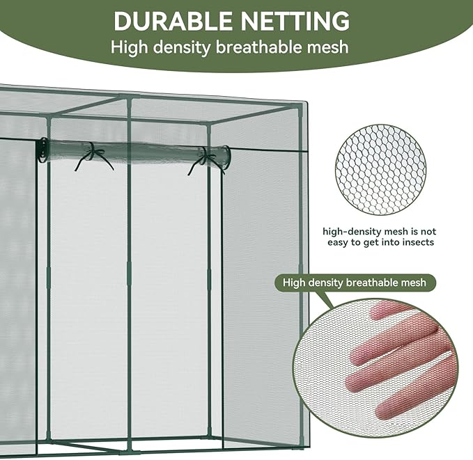 Crop Cages for Garden Plant, 6.6x3.3x6 Ft Plant Protection Tent with Zippered Door, Raised Bed Cover, Garden Bed Cover with Frame, Wind-Resistant Plant Cages for Outdoor Plants Vegetable Flower