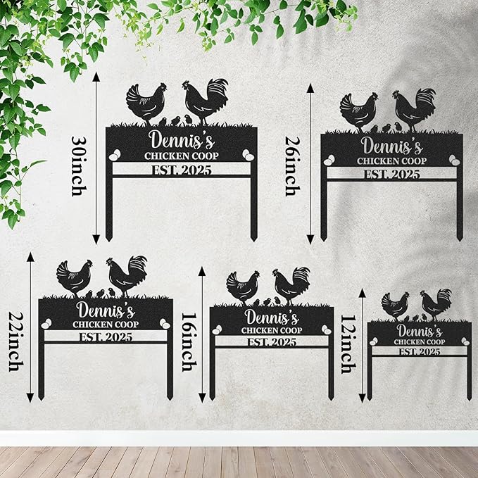 Personalized Metal Chicken Coop Sign, Custom Name Chicken Coop Signs for Outside, Decorative Garden Stakes, Metal Yard Art, Backyard Farmhouse Decor, Chicken Gifts for Women Man Color08