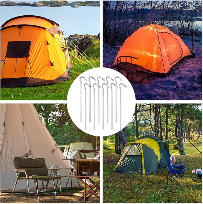 Inflatable Yard Stakes for Inflatables, Metal Tent Stakes Heavy Duty and 5 Feet Tethers with Hooks for Holiday Inflatable Decorations Camping Xmas Decoration(40 Pcs)