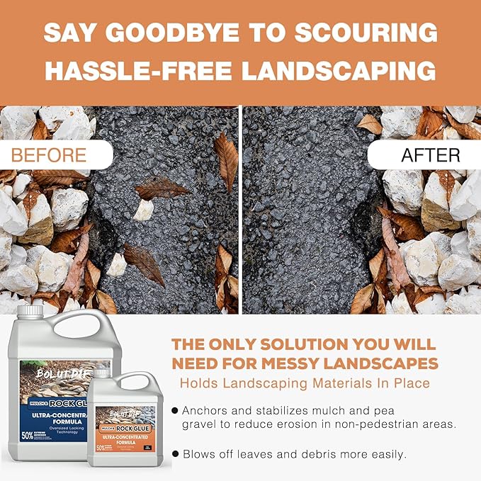 162 OZ Mulch Glue for Landscaping, Rock Glue for Landscaping and Stabilizing Mulch and Pea Gravel, Lasts up to 3 Years, Non Toxic, Fast Drying, Ready to Use