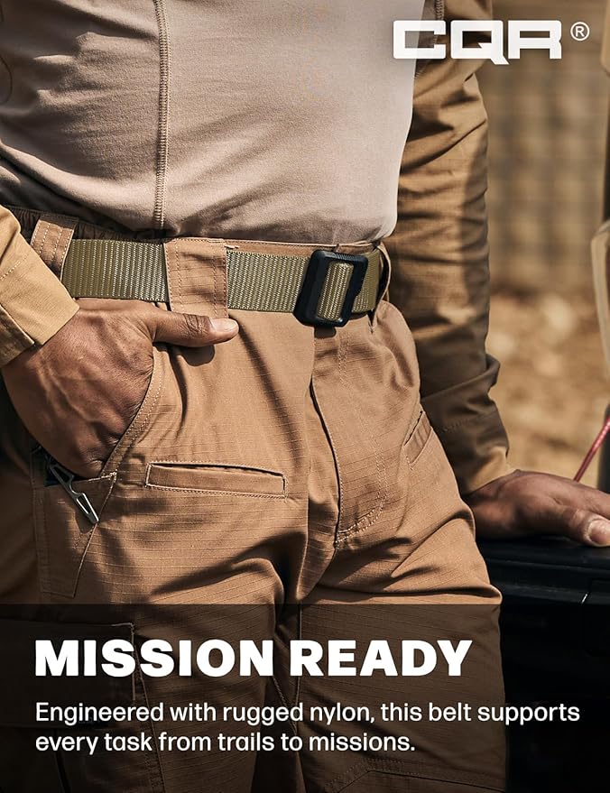 CQR Tactical Belt, Military Style Heavy Duty Belt, Webbing EDC Quick-Release Buckle