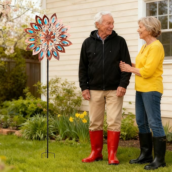 Wind Spinners for Outdoor Yard Decor, 360 Degrees Swivel Large Outdoor Metal Wind Spinner, 76" Wind Sculptures Garden Decor for Patio Lawn Yard