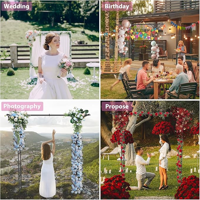 Garden Arch Trellis 7FT Wedding Arch Backdrop Stand,Metal Garden Arbor Trellis for Plant Climbing Outdoor, Plant Arch with Anchored Pile, Flower Arch Stand Balloon Decor,Archway Pergola