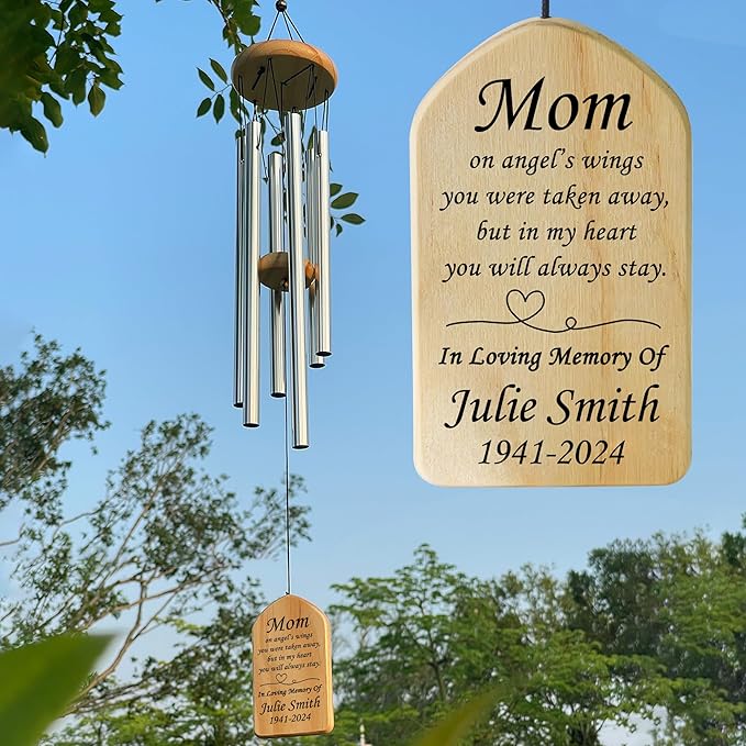 Memorial Wind Chimes for Loss of Mother, Sympathy Gift in Memory of Mom