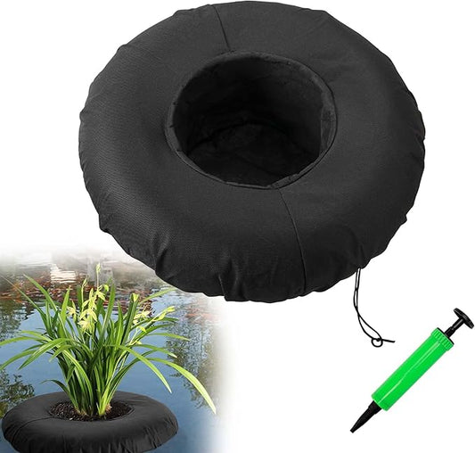 DECOHS 17.3" Floating Planters for Ponds, Woven Fabric Floating Pond Plant Baskets, Aquatic Plant Fish Barrier Floating Island for Garden Water Features and Aquascape Decoration