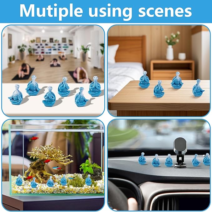 Watayo 48 Pcs Mini Sea Turtle Meditation Yoga Figurines, Miniature Zen Yoga Turtle Resin Statue, Coastal Beach Tiny Meditating Turtles Decor for Home Office Table Garden Decor Gifts DIY Crafts