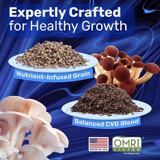 Surfin' Spores Mushroom Grow Kit | 4 lb Grow-in-Bag Kit/Monotub Refill | Includes: 1 lb Sterile Grain Bag with Injection Port & 3 lb Organic CVG Substrate | Spores Not Included (Two Pack)
