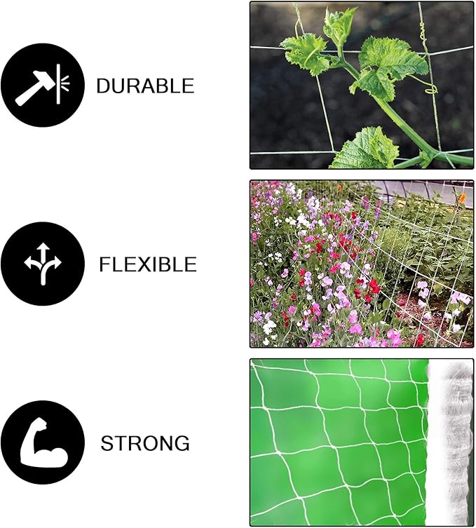 COMMON CULTURE Grow Strong Soft Mesh Nylon Trellis Netting Bulk Rolls - 5 x 225 ft Heavy-Duty Garden Netting for Plants - (Pack of 2 Rolls) + Common Culture Trimming Scissors