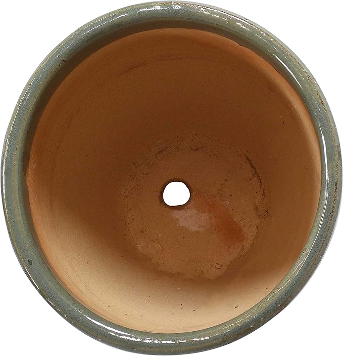 Sunnydaze Resort Round Ceramic Planter - Set of 2 Indoor or Outdoor Plant Pots with Drainage Hole - 10" - Gray