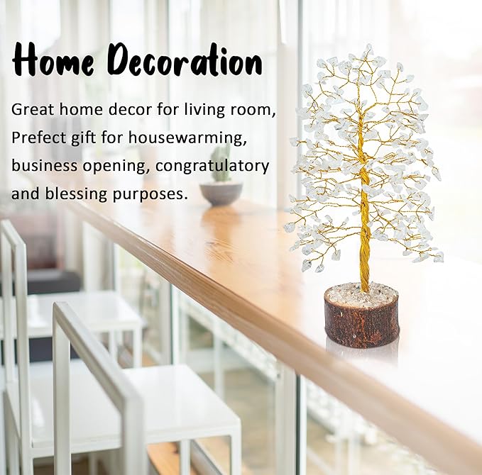 "Clear Quartz Healing Crystals Tree Bonsai Desk Decor for Women Room & Office Decor Spiritual Gift Meditation Crystals Home room decor cute house warming gifts for women Mom Birthday her 10"""""