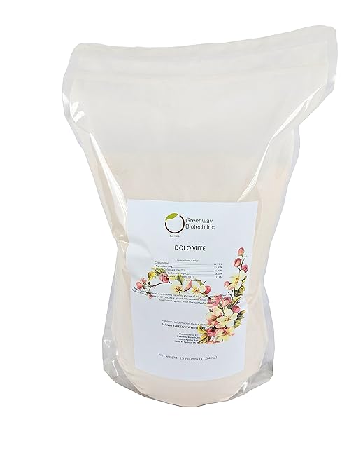 Greenway Biotech, Inc. Dolomite Lime Plus- Includes 11.8% Magnesium and 22.7% Calcium Helps to Adjust The pH Level- Great to Make Your Own Compost and Worm Bins- (25 Pounds)