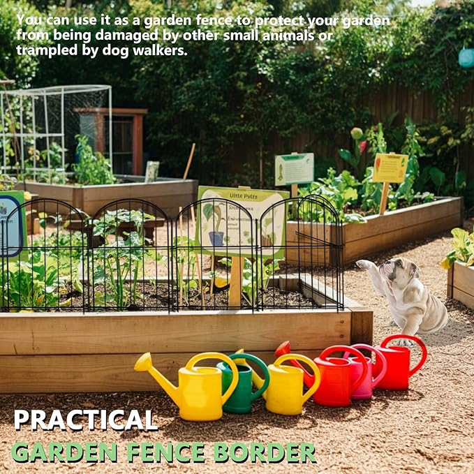 21in(H) x 26ft(L) Garden Fence Animal Barrier No Dig, 26 Panels Rustproof Arched Small Metal Fencing, 1.5in Gap Fence Border, Outdoor Decorative Fence for Yard Dogs Rabbits