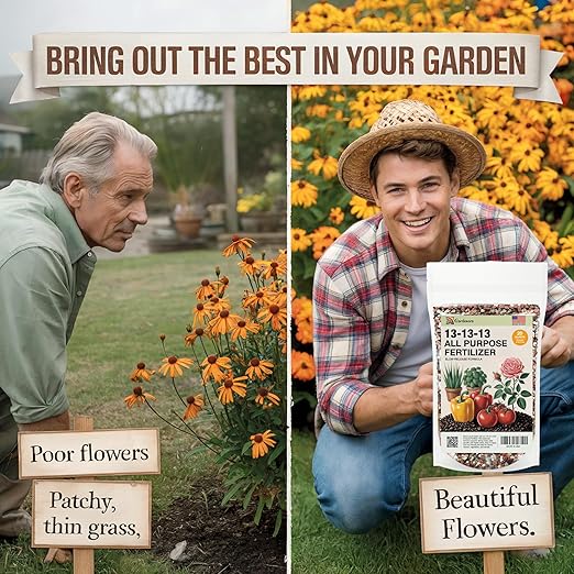 Gardenera 13-13-13 Slow Release Granular Fertilizer – All Purpose Plant Food 13 13 13 for Outdoor Grass, Vegetables, Roses, Flowers, Shrubs, Trees. Lawns, Gardens, Potted Plants (20 Quarts)