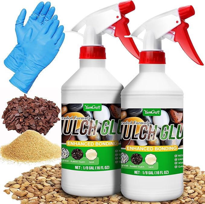 Mulch Glue - 32oz Adhesive Pea Gravel Binder for Landscaping, Garden - Concentrate Landscape Rock Stabilizer, Last up to 2 Years, Gravel Lock for Bonding Bark, Sand
