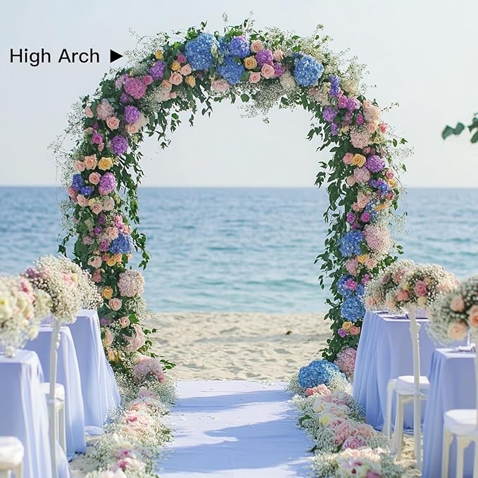 RUBFAC 94" Metal Wedding Arch Frame, White Garden Trellis for Climbing Plants Outdoor, Garden Arbors and Arches Party Archway for Flower Rose Vines Birthday Bridal Christmas Decoration