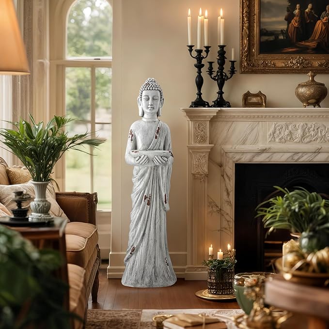 Extra Large Buddha Statue Outdoor, 42 Inch Zen Garden Meditating Buddhas Sculpture, Durable Weatherproof MGO Stone Buddhist Statues Indoor Art Decor for Calm Mind,Patio,Yard,Porch