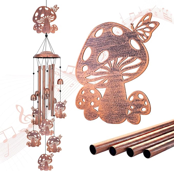 Mushroom Wind Chimes Outdoor Mushroom Gifts for Women Mom Men Dad Unique Birthday Gifts Metal WindChimes for Outside/Indoors, Patio, Lawn, Yard, Home Decor, Outdoor Decor, Garden Decorations