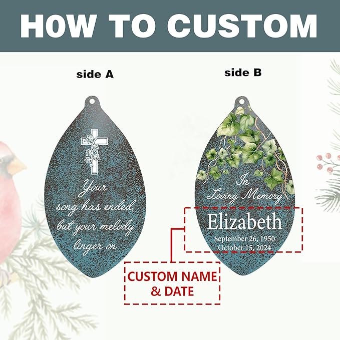 ASTARIN Personalized Memorial Gifts Wind Chimes, Sympathy Customized Wind Chimes in Loving Memory of Dad/Mom, Memorial Gifts for Loss, 35inch Wind Chime Deep Tone for Funeral Outdoor