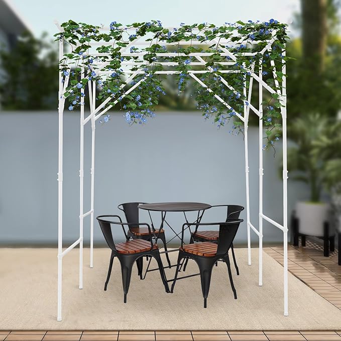 Grape Trellis | 79'' L x 59'' W x 79'' H Grape Vine Support Arch Arbor | Plant Climbing Pergola | Arbour Gazebo Trellis Rack Pergola | Plant Support Rack Trellises for Vegetable Fruit (White)