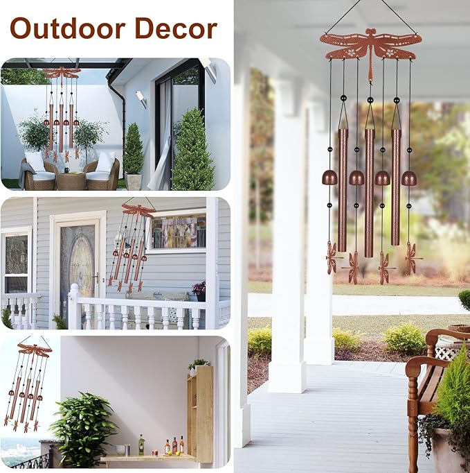 Metals Dragonfly Wind Chimes for Outside to Create a Zen Atmosphere Suitable for Outdoor Garden Patio Home Decor,Melodious Melodic Tones Wind Chimes Suitable as A Birthday Gift for Women Mom