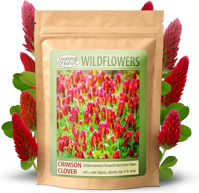 Created By Nature Crimson Clover Seeds, 10,000 Red Annual Wildflower Seeds
