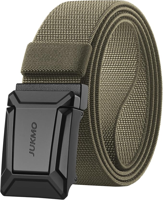 JUKMO Stretch Tactical Belt for Men, Military Work Rigger Hiking 1.5" Elastic Nylon Web Ratchet Quick Release Belt
