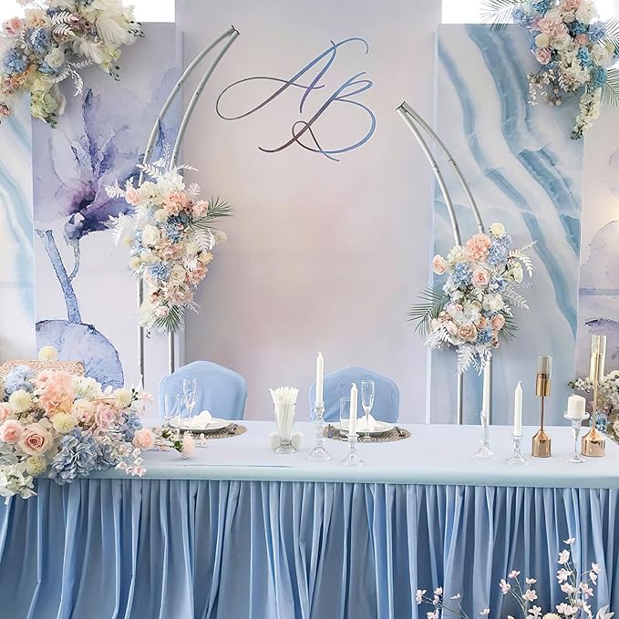 Curved Wedding Arch Backdrop, 6FT&7FT Half Arch Balloon Stand for Ceremony, Birthday, Anniversary, Bridal, Baby Shower, Floral Decoration
