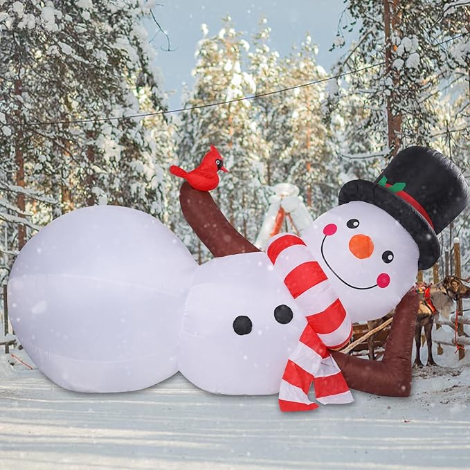 Vipush 9.8 FT Christmas Inflatable Decorations Snowman Christmas Decorations Outdoor Inflatable with LED Light, Outdoor Holiday Decor Blow Up Yard Decor