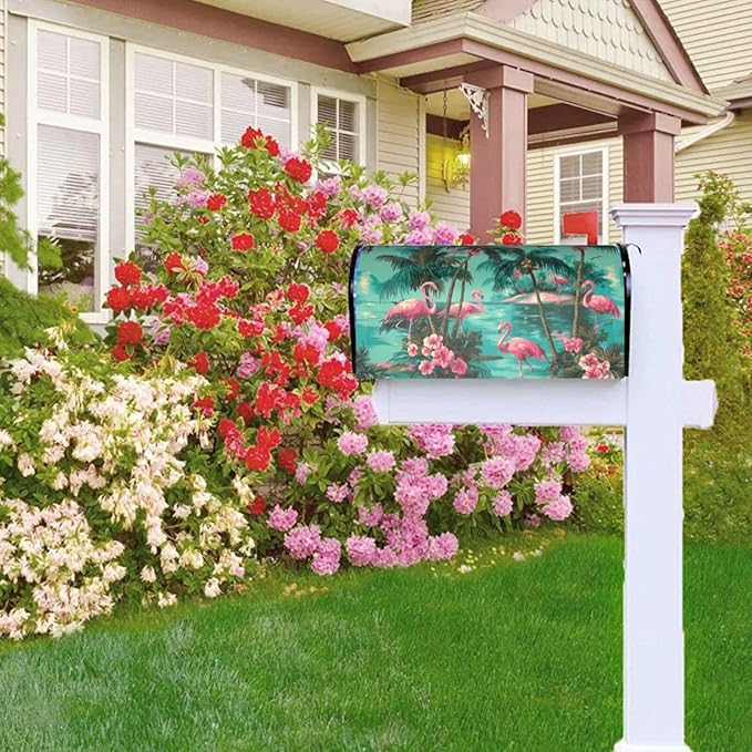 Flamingo Mailbox Covers Magnetic Letterbox Covers 21x18 Inch for Garden Outdoor Decoration
