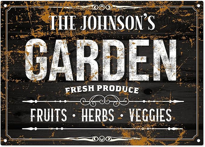 Custom Garden Sign, Christmas Gift, Personalized Text/Name for Farm and Backyard Décor Sign, 10x14 Inches, Rust Free .040 Aluminum, Fade Resistant, Made in USA by Sigo Signs
